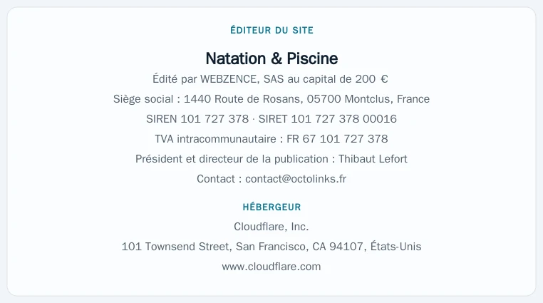Coordonnées légales de l&rsquo;éditeur et de l&rsquo;hébergeur du site